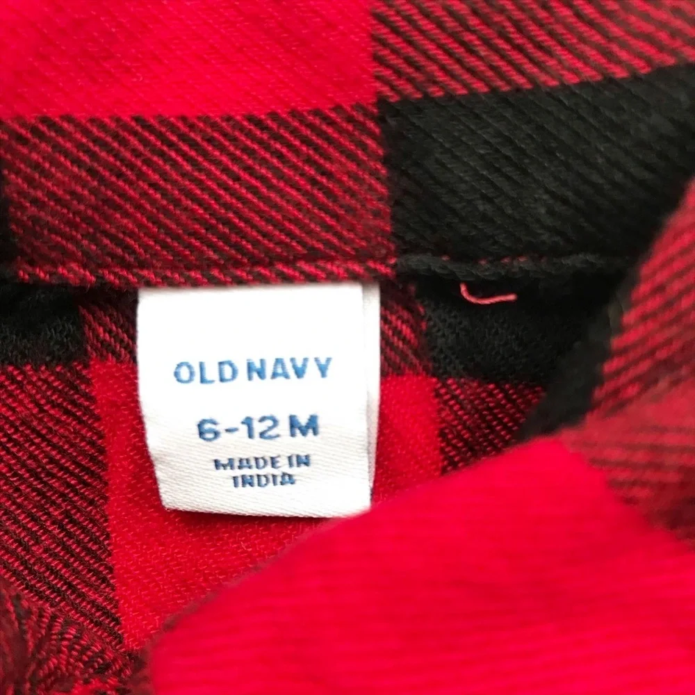 Old Navy red/black buffalo plaid dress EUC 6-12 months